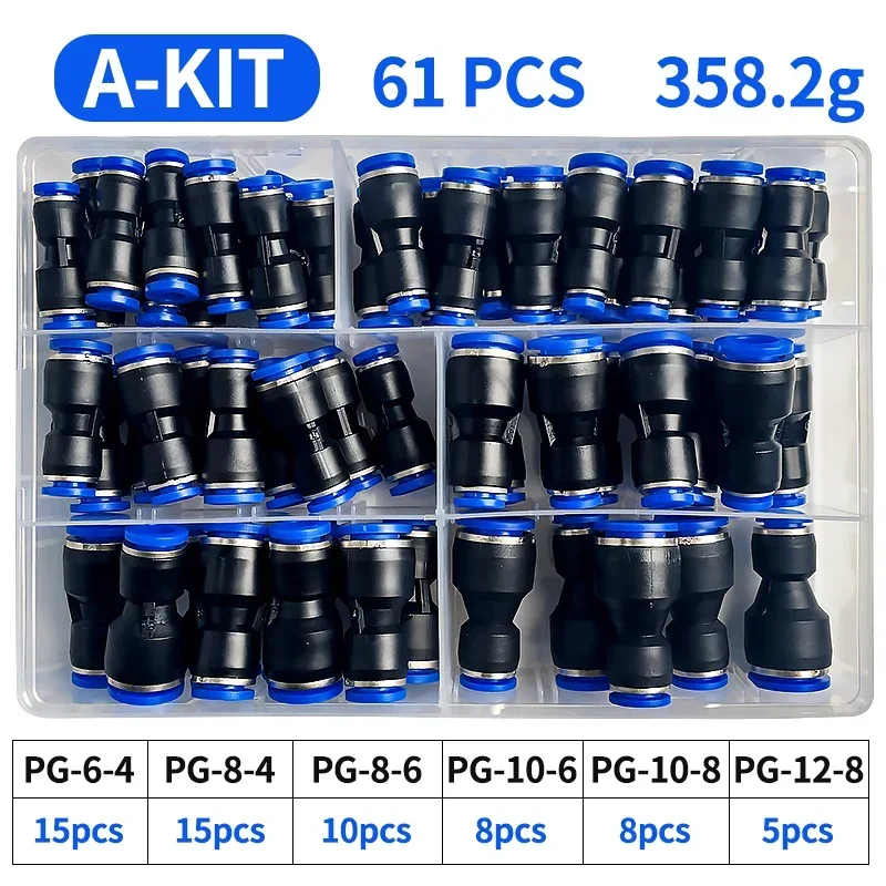61PCs Boxed PG Pneumatic Conne - огляд і ціна Compression Fitting Brass